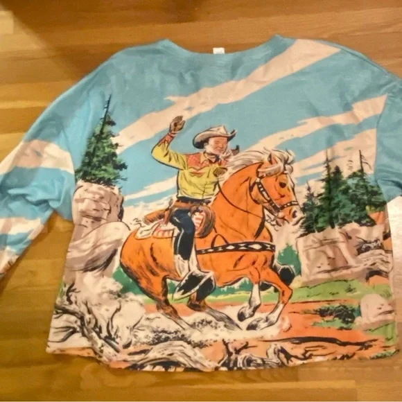 Cowboy Graphic T-Shirt - Blue and Orange - Picture 4 of 5